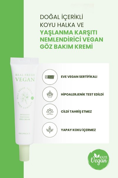 DEOPROCE Doğal Içerikli Koyu Halka Ve Yaşlanma Karşıtı Nemlendirici Vegan Göz Bakım Kremi 30ml