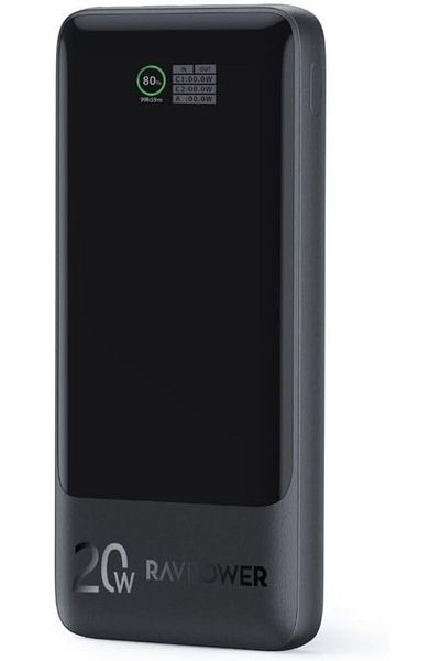 RavPower PD Pioneer 20W 3 Ports Power Bank with Smart Digital Display (10000mAh)