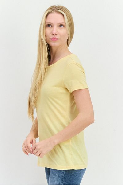 Nautica Women Crew Neck Short Sleeve Solid T-shirt, Yellow