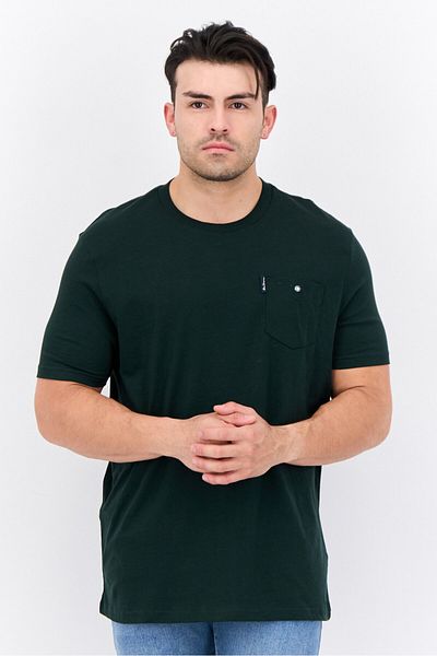 Ben Sherman Men Crew Neck Short Sleeves Brand Logo T-shirt, Dark Green