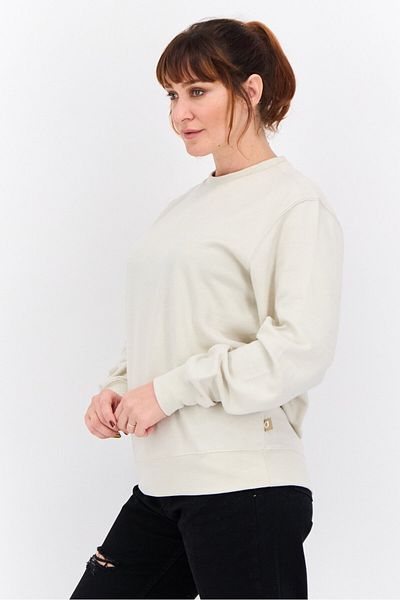Juice Women Crew Neck Solid Long Sleeves Sweatshirt, Off White