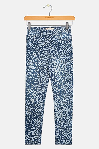 Levi's بنطلون جينز ضيق بخصر مرتفع مطبوع بالكامل للبنات الصغار، أزرق