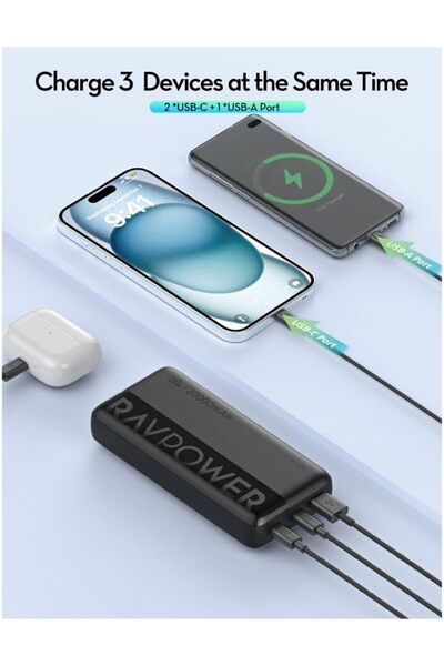 RavPower باور بانك Ravpower RP-PB1229 PD 20W 20000mAh 2C1A مع شاشة LED