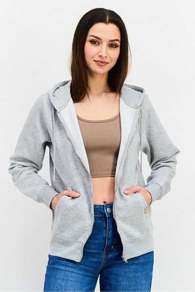 Juice Women Hooded Heather Long Sleeve Sweatshirt, Grey Heather