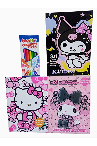 izmir yazici servis 3 Lü KIZ Çocuk Boyama Kitabı Sticker ve Maskeli Kitap 12 ...