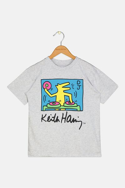 Keith Haring Kids Boy Graphic Printed T-shirt, Grey