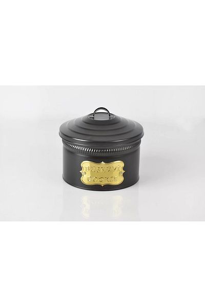 Evistro Decorative Biscuit Cookie Snack Storage Container Black