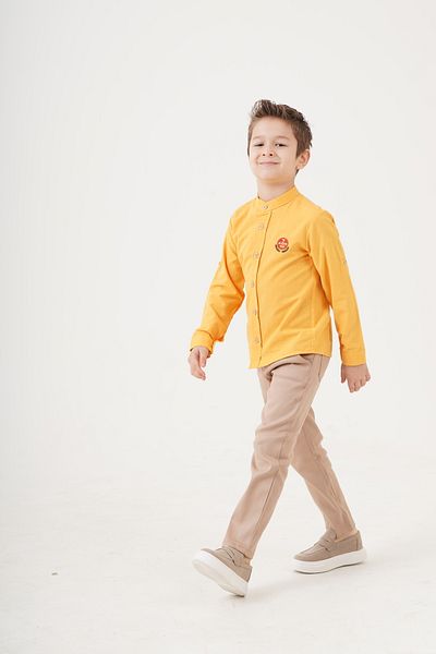 Esterella boy/folding sleeve/hatch collar/shirt suit
