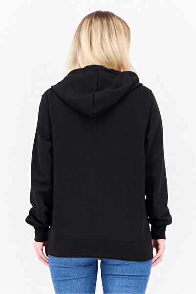 Juice Women Hooded Long Sleeves Solid Full Zip Sweatshirt, Black