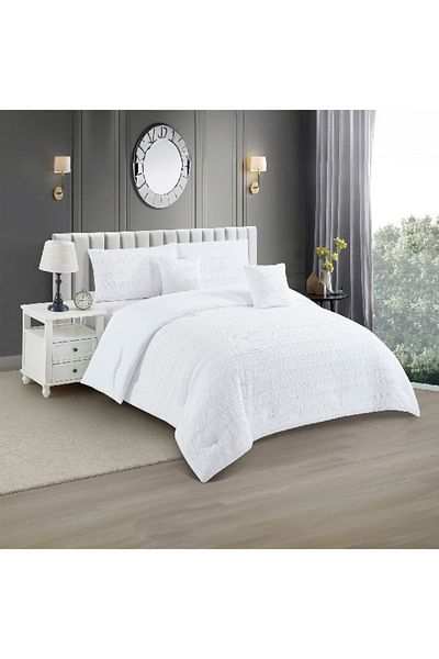 Home Box Waffle Crinkle 5-Piece King Comforter Set - 220x240 cm