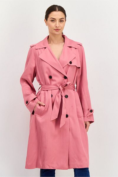 Tommy Hilfiger Women Plain Belted Trench Coat, English Pink