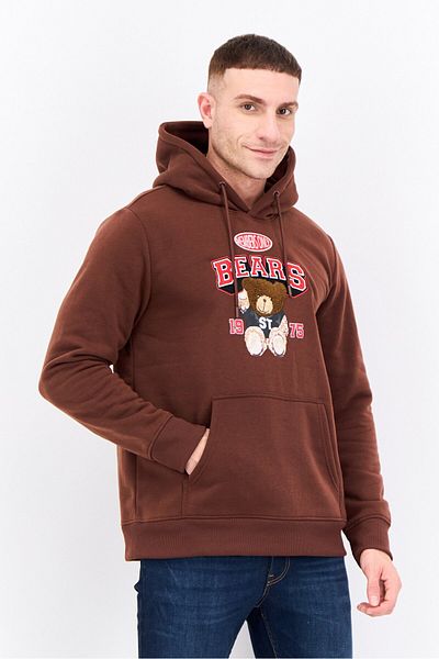 Members Only Men Hooded Long Sleeves Brand Logo Sweatshirt, Brown