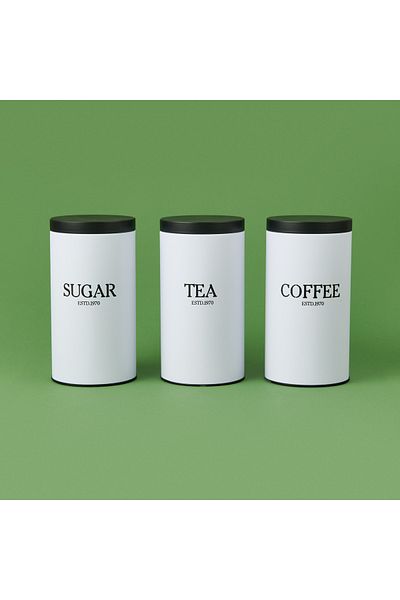 Sarkap Metal 3-Piece Storage Container - White / Black