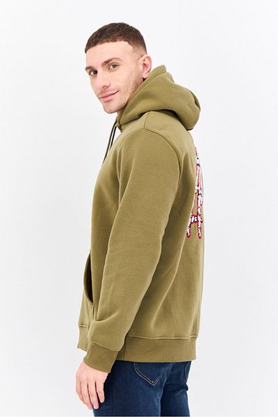 Members Only Men Hooded Embroidered Logo Long Sleeves Sweatshirt, Olive