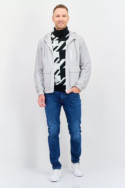 Esprit Men Plain Hooded Soft Shell Jacket, Grey