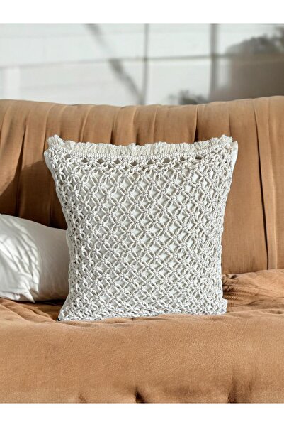 VOBU HOME & LIFE DESIGN Bohem Makrome Kırlent Kılıfı, Dekoratif El Yapımı Yas...