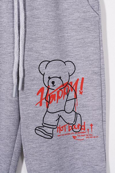 zepkids Happy Teddy Bear Αγόρια αθλητική φόρμα με μονό πάτο σε γκρι χρώμα