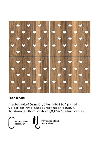2holgun Lazer Kesim Sarkıt Paravan, Ahşap Seperatör, Panel Levha Seti Dekorasyon Ahşap Oda Bölücü kalp