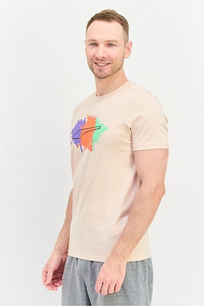 Puma Men Sportswear Fit Short Sleeves Outdoor T-Shirt, Light Peach Combo