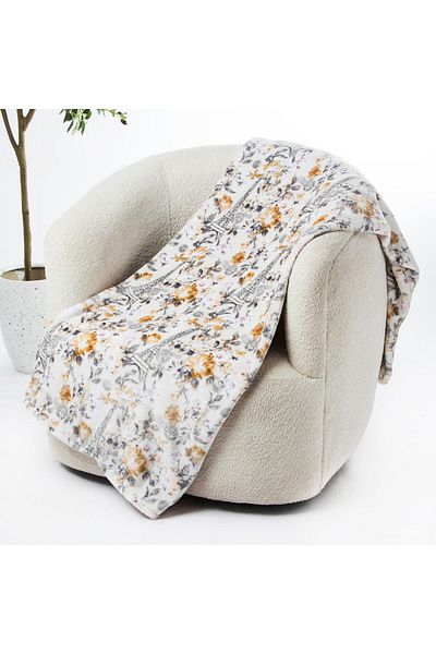 Orange Bed & Bath SUPER SOFT OIL PAINTING FLORA  Blanket 152 × 178 cm