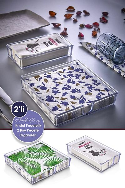 Anadolu Saray Practical 2 Napkin Organizer Napkin Holder |   2 Size Clear Napkin Holder Napkin Organizer