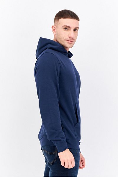 Crosshatch Men Embroidered Logo Long Sleeves Hoodies, Navy Blue