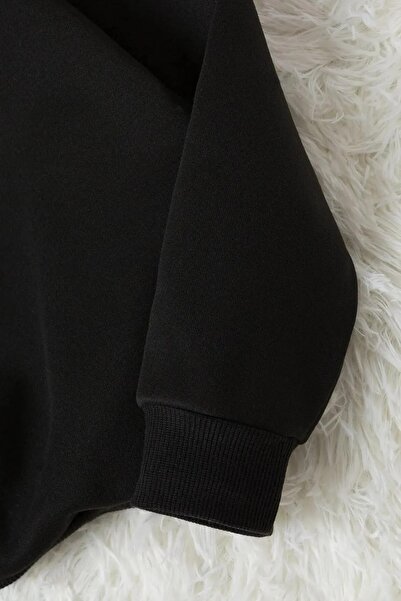 FECCY Unisex Yarım Fermuarlı Baskısız Sweatshirt