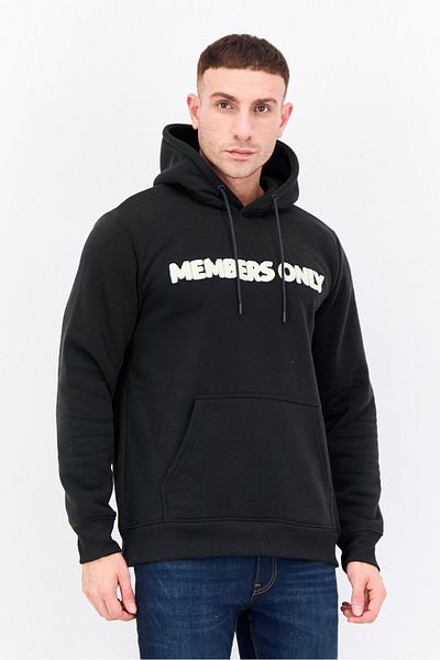 Members Only Men Hooded Long Sleeves Embroidered Logo Sweatshirt, Black