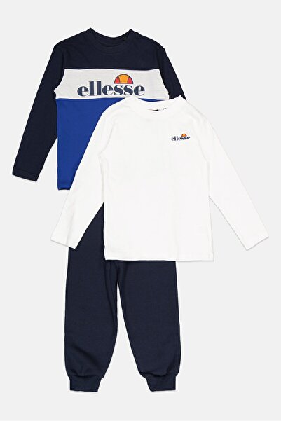 Ellesse Toddlers Boy 3 Pcs Brand Logo Sweatshirt And Sweatpants, Navy