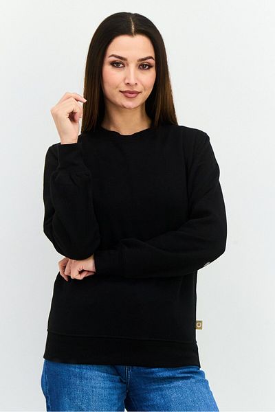 Juice Women Crew Neck Plain Sweatshirt, Black