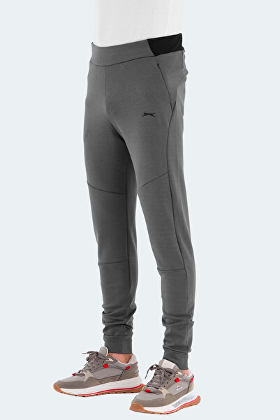 Slazenger VESSEL Erkek Fermuar Cepli Dar Paça Koyu Gri Eşofman Altı