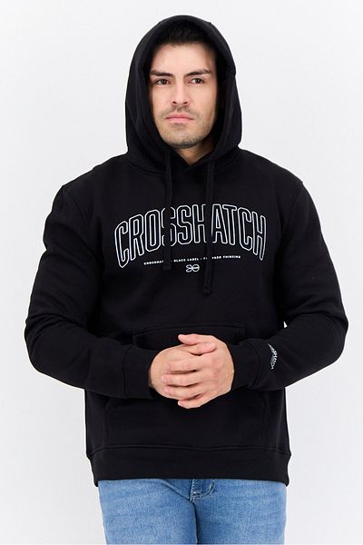 Crosshatch Men Hooded Brand Logo Long Sleeves Sweatshirt, White
