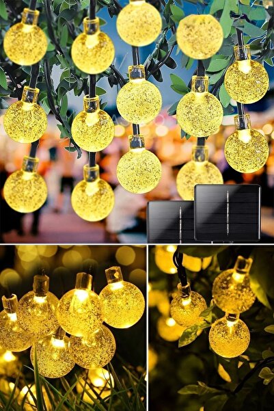 PASACO 50 Top 7 Metre Sarı Güneş Enerjili Led Işık Solar Bahçe Teras Balkon A...