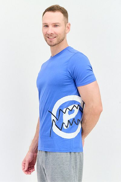 Puma Men Sportswear Fit Short Sleeves Outdoor Fran Side Seam T-Shirt, Blue Combo