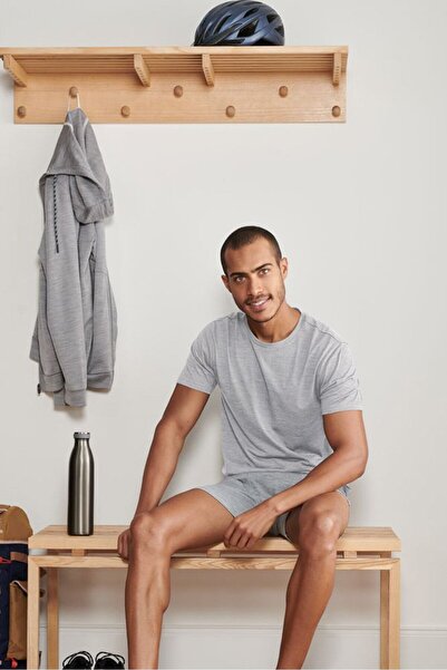 Tchibo Men 2 Piece Crew Neck Short Sleeve Plain T-Shirt, Grey and Cream