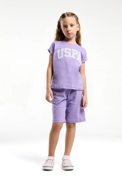 U.S. Polo Assn. 4-15 Years Old Licensed Us Polo Assn Girl's Set-Lilac
