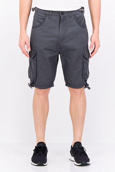 Crosshatch Men Plain Cargo Shorts, Charcoal