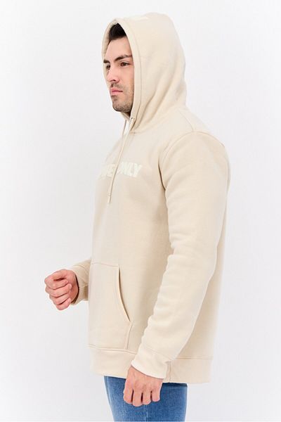 Members Only Men Hooded Long Sleeves Brand Logo Sweatshirt, Beige