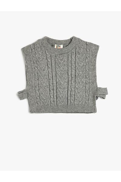 Koton Crew Neck Knitwear Sweater - Sleeveless and Sides Tie