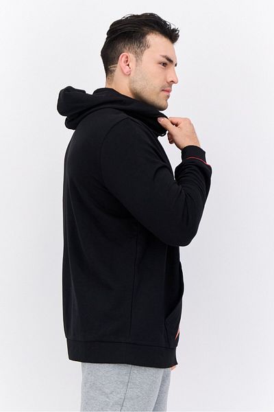 Puma Men Regular Fit Long Sleeve Outdoor Hooded Sweatshirt, Black/red