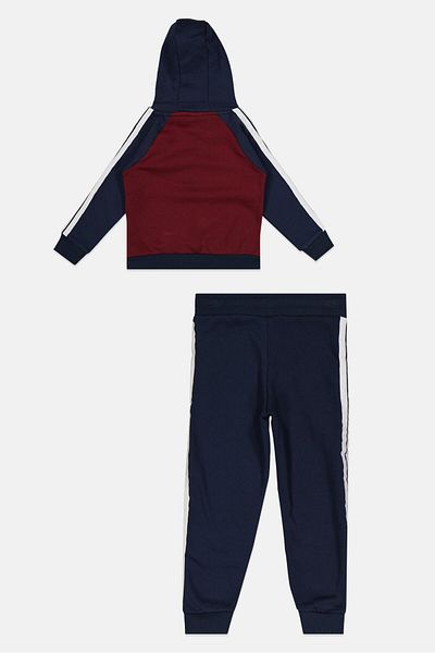 Ellesse طقم ملابس رياضية للأولاد مكون من قطعتين، هودي بأكمام طويلة وبنطال رياضي، أزرق داكن