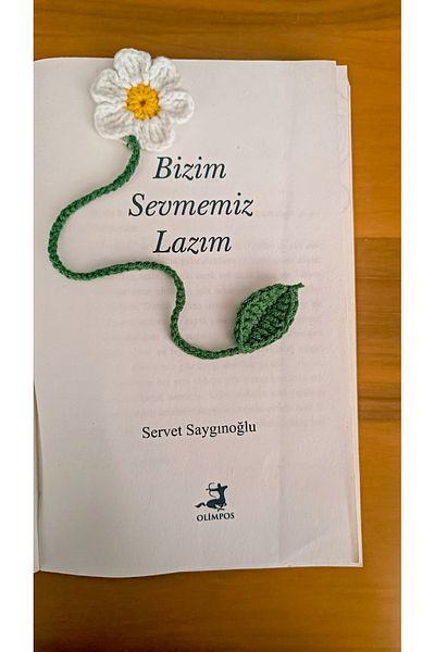 DelinaFrida Takı Hediye Green Leaf Plain Knitted Daisy - Friend Gift Ideas Hand Knitted