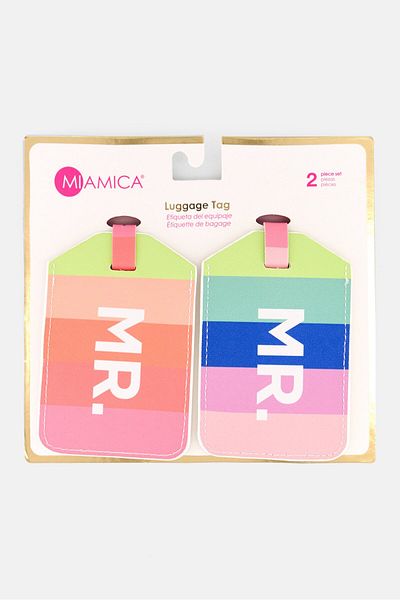 Miamica 2 Pieces Luggage Tag, Pink Combo