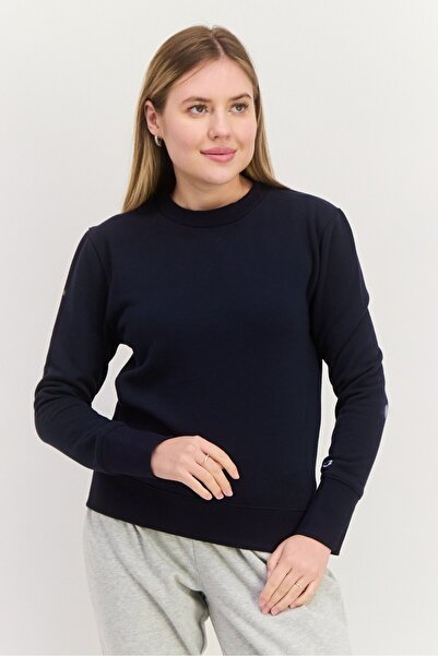 Champion سويت شيرت رياضي نسائي بأكمام طويلة مناسب للخارج، أزرق داكن