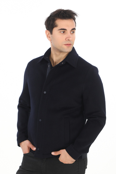 ŞAN GİYİM 4754 Erkek Lacivert Bebe Yaka Kapitone Detaylı Fermuarlı Mont