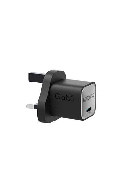 RavPower 20W GaN Tech PD USB-C Wall Charger With Type-C to Lightning Charging Cable, Black