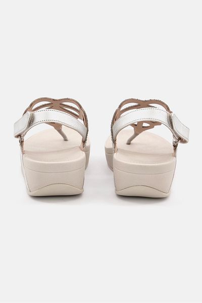 Fitflop Women Velcro Closure Bumble Crystal Sandals, Silver