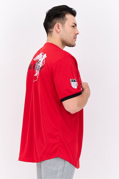 Originals by Brooklyn Cloth Men Sportswear Fit Short Sleeves Baseball Jersey, Red Combo