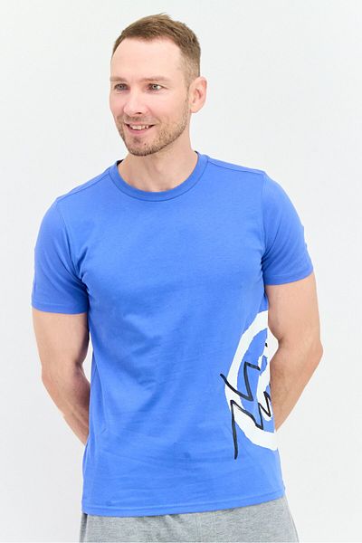 Puma Men Sportswear Fit Short Sleeves Outdoor Fran Side Seam T-Shirt, Blue Combo