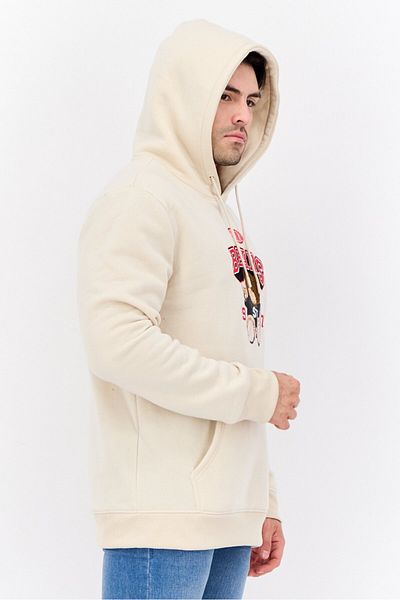 Members Only Men Embroidered Logo Long Sleeves Hoodie, Beige